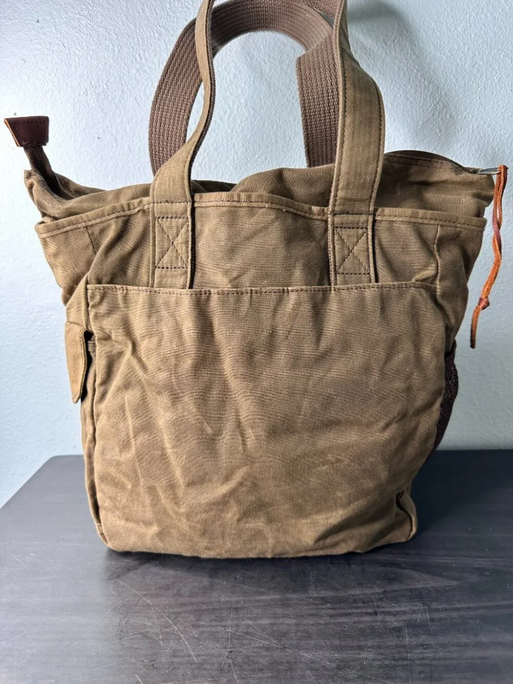 Duluth Trading Messenger Tote Brown Canvas Shoulder Bag